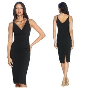 NWOT Dress the Population Anita crossfront dress black L